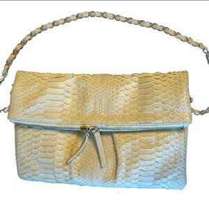 COPY - Presmer Python Crossbody Flap Clutch Chain Strap Bone Beige